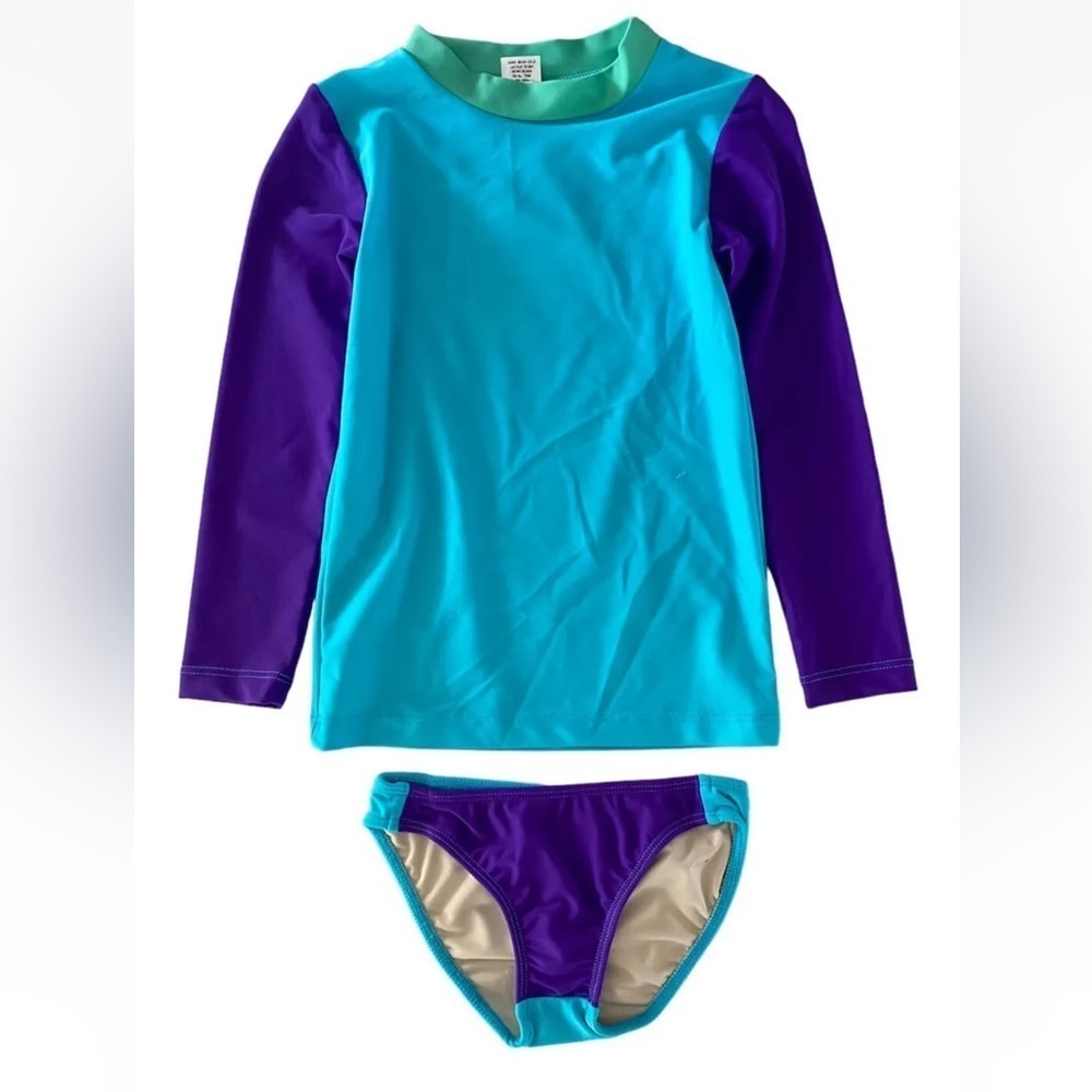 Shoshanna Girls Long Sleeve Rash Guard Bikini Set NWT